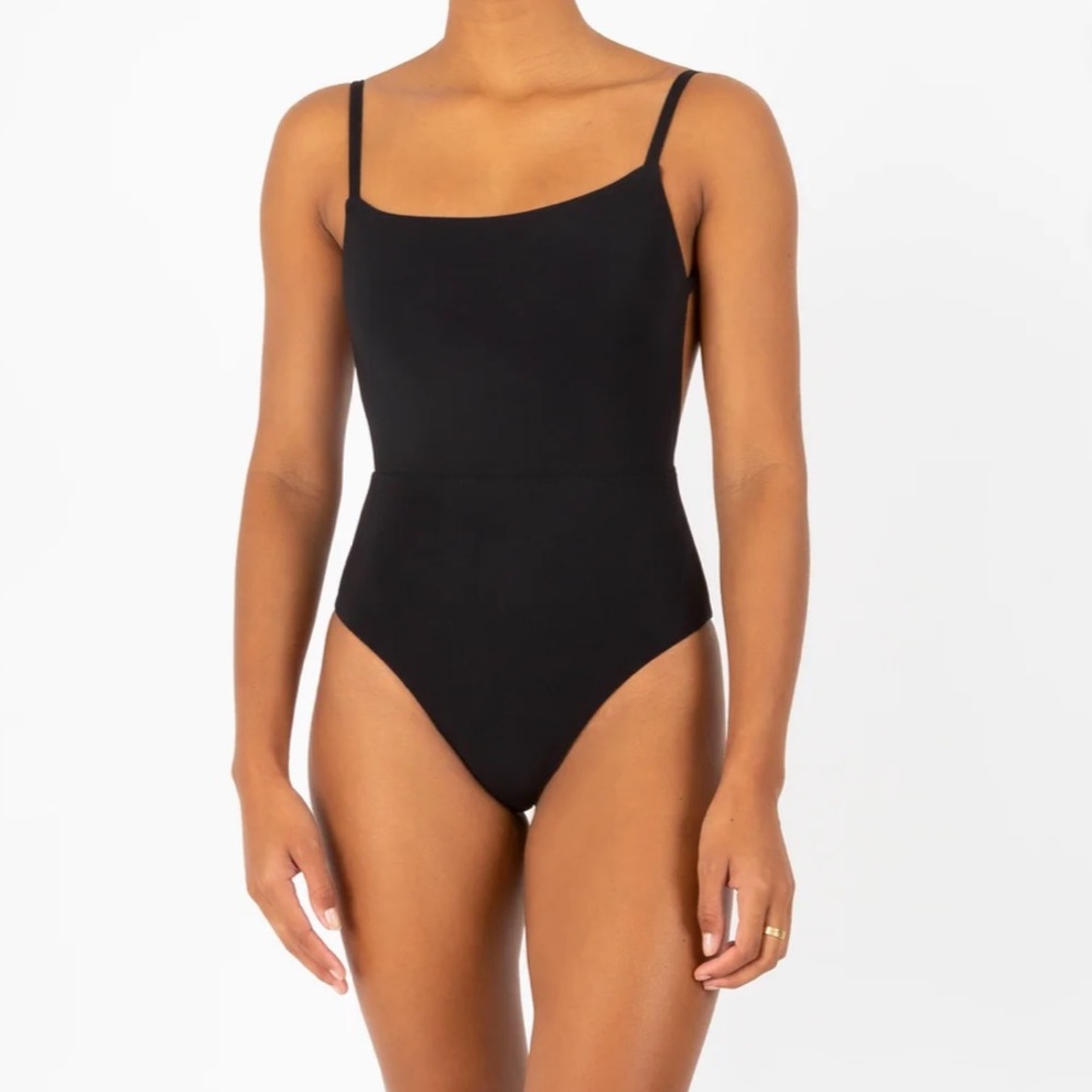 Anemos Black Square Neck Open Back One Piece Size S